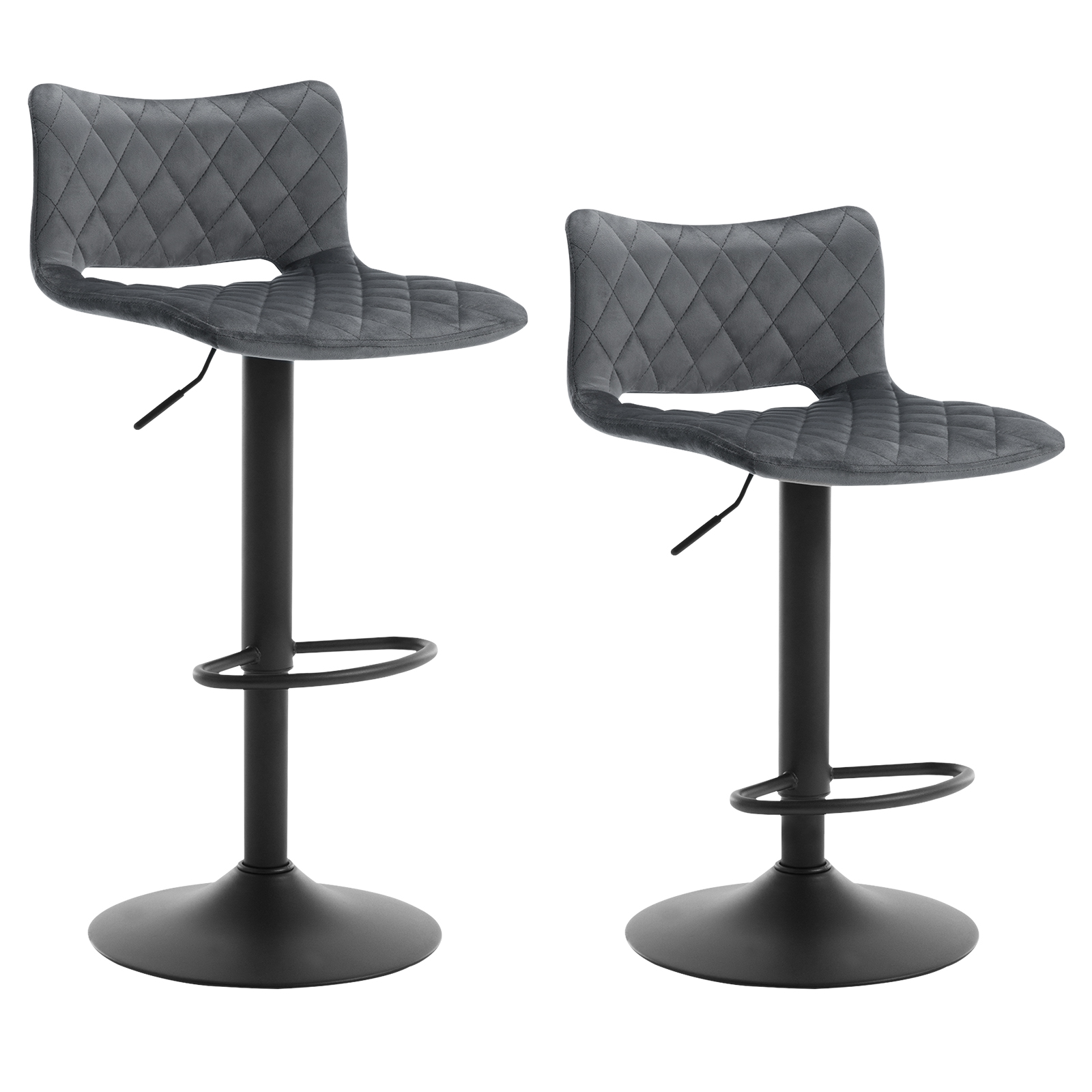 WOLTU 2 pièces/ensemble tabourets de Bar en velours tabourets de cuisine réglables en hauteur dossier repose-pieds tabouret de comptoir chaises pour Bistro maison Bar