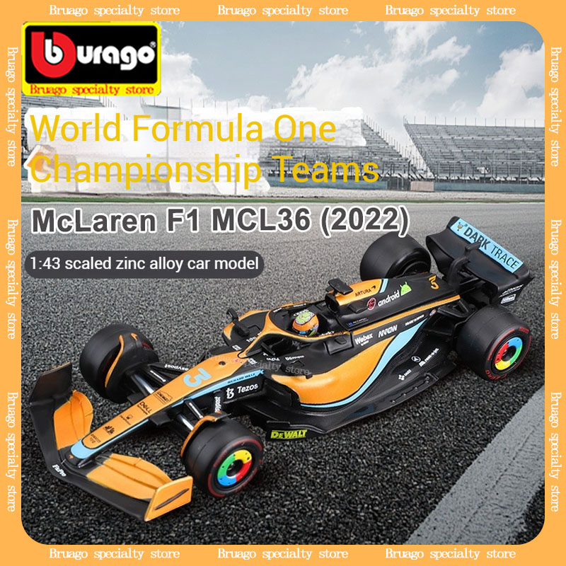 Bruago 1:43 Mclaren Mcl36 Formula 1 Race Car 3 Daniel Ricciardo 4 Lando Norris Odlewany model samochodu ze stopu metali lekkich Dekoracja Zabawka dla chłopca