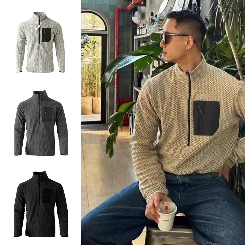High-End Outdoor Fce Lined Hoodie Sweatirt for Couples Spring Autumn f Zipper Stand Collar Base Layer irt Women