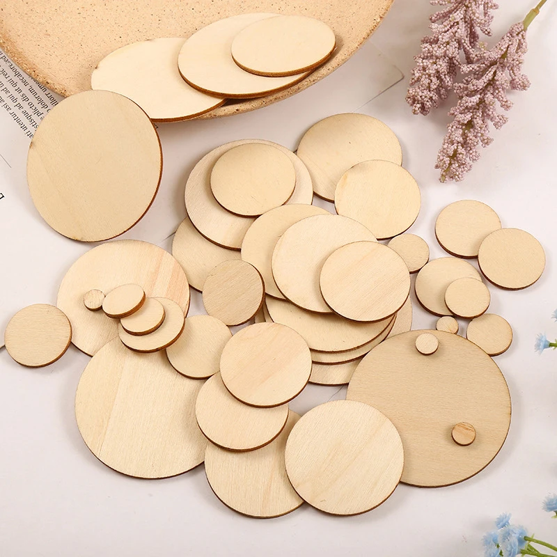 3-100 sztuk niedokończone drewno okrągłe plastry 1cm-10cm DIY rzemiosło drewniane koło dyski biżuteria bożonarodzeniowa malowanie ozdoba ślubna wystrój