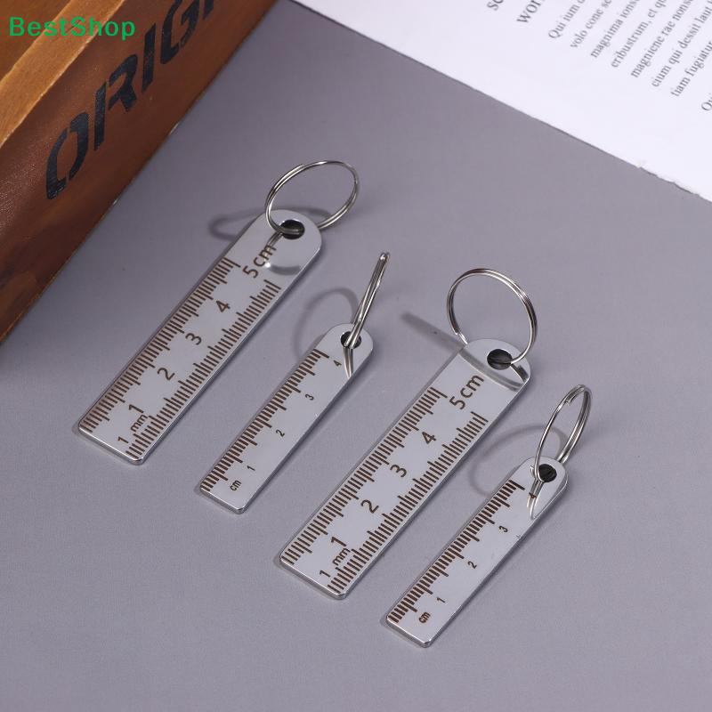 ♥ Mini roestvrijstalen liniaal sleutelhanger |   1-5 cm draagbaar meetinstrument sleutelhangers (anti-verlies meetliniaal)