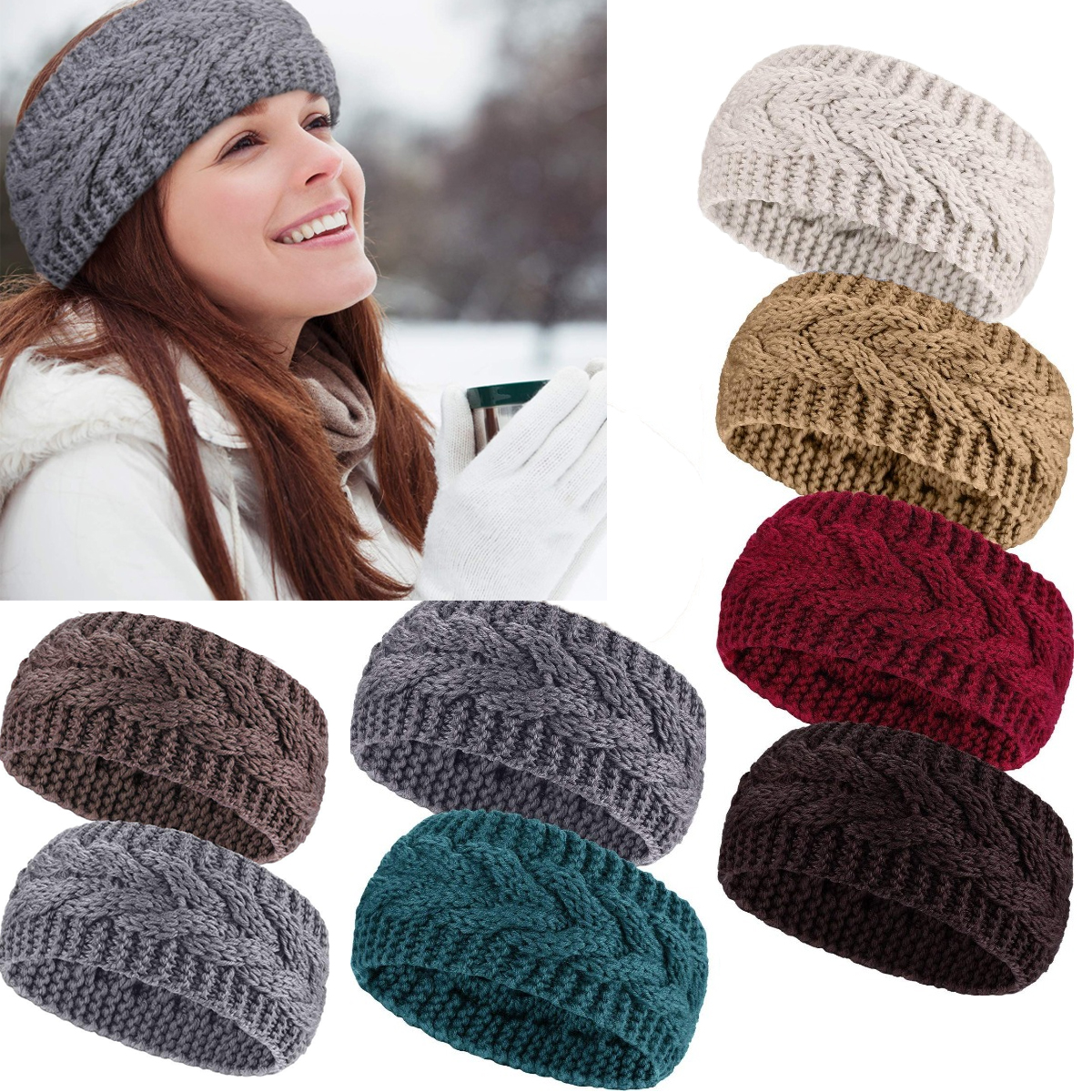 Winter warme gebreide hoofdband voor dames meisjes effen kleur elastische hoofdtulband unisex haarbanden hoofddeksels