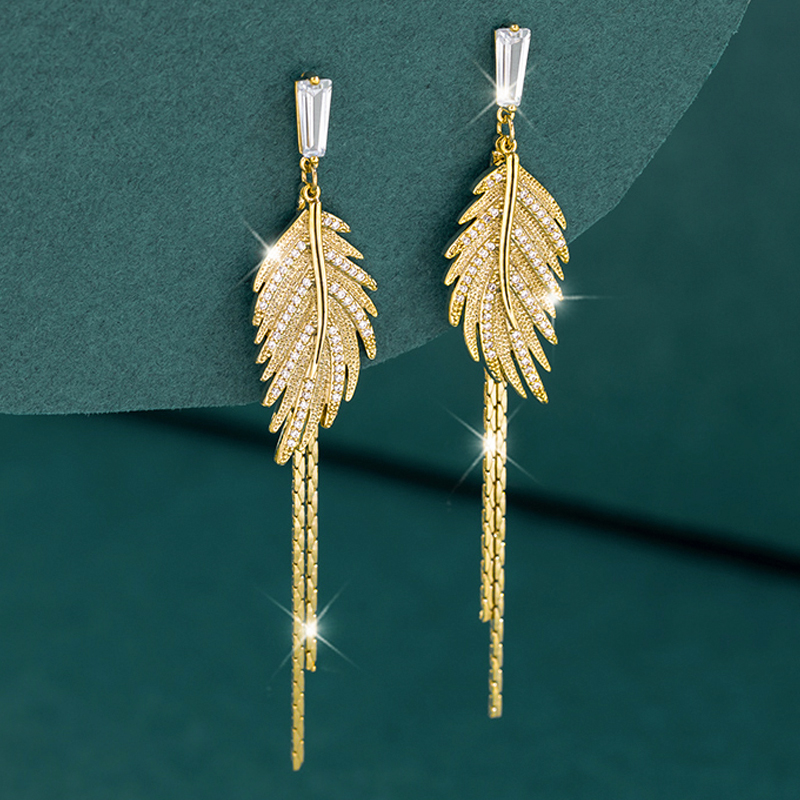 Boucles d'oreilles de luxe à pampilles en plaqué or véritable 14K pour femmes, bijoux de mariage tendance en Zircon cubique, livraison gratuite, 2022