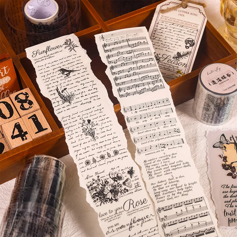 Journamm 50mm * 3m lettres Vintage bandes PET bricolage Scrapbooking planificateurs décor Journal indésirable étanche Collage papeterie bandes