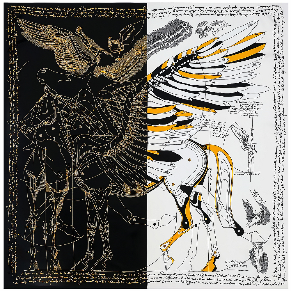 130 cm 100% Zijden Sjaal Merk Vierkante Sjaal Fashion Design Pegasus Vrouwen Sjaal Bandana Hoofddoek Sjaals Voor Dames