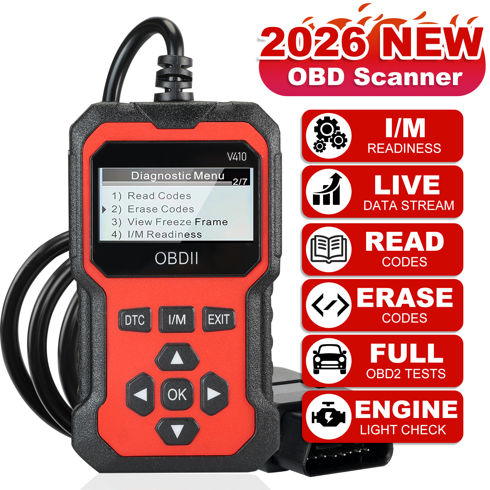V410 Car Diagnostic Scanner Tool ABS Engine Oil Reset Function Auto Scanner Tool for All Cars