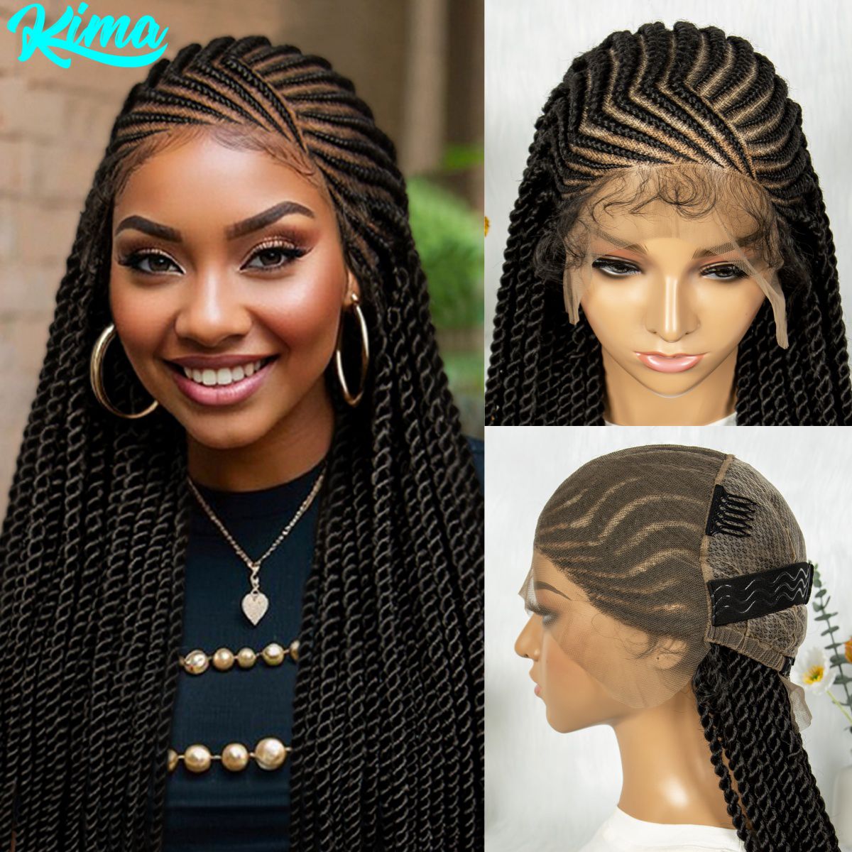 32-дюймовые плетеные парики Cornrow, синтетический парик с косами, полный кружевной плетеный парик для чернокожих женщин, смешанный парик спереди, плетение волос