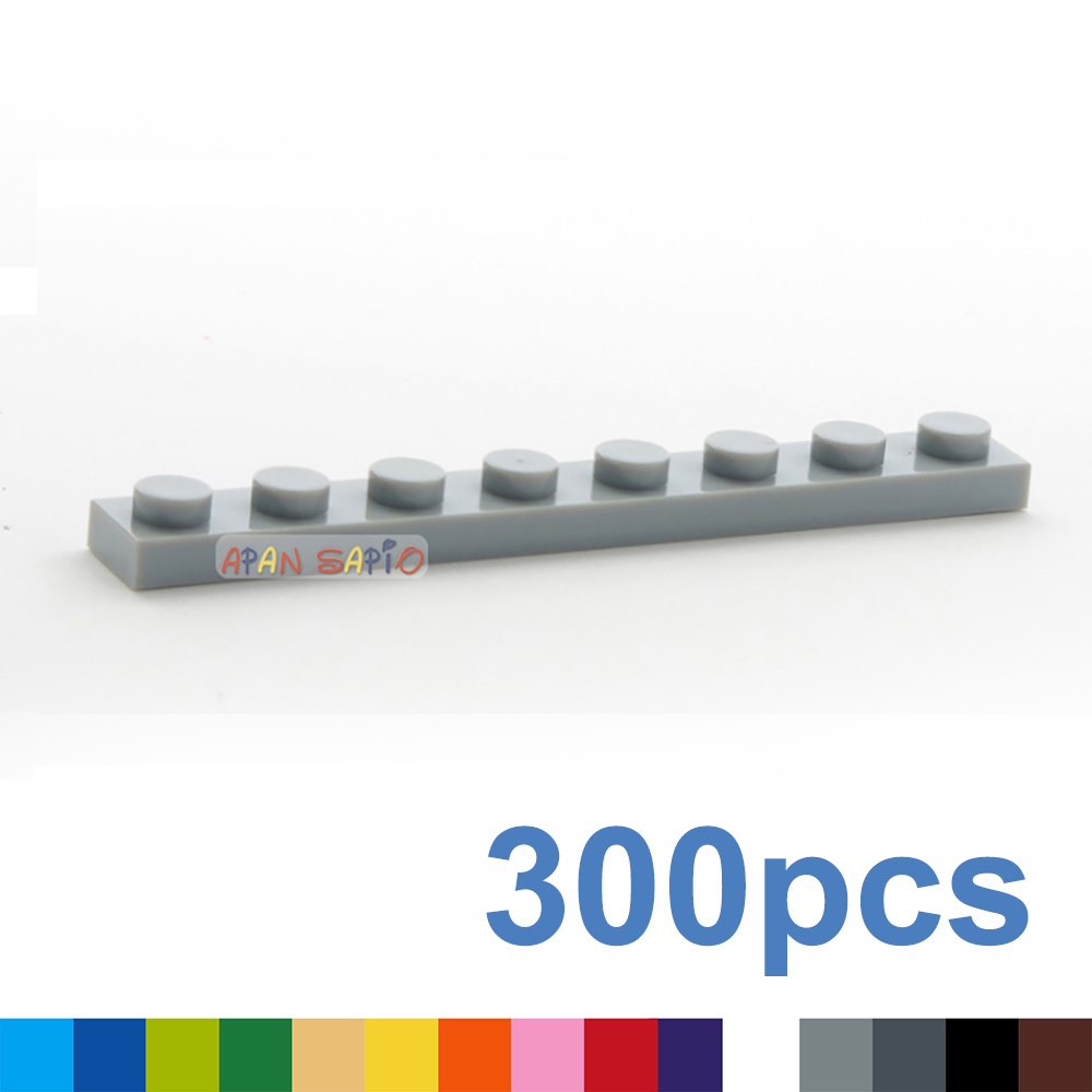 300 sztuk cienkie figurki cegły 1x8 kropki DIY klocki 12 kolorów edukacyjne kreatywne zabawki dla dzieci rozmiar kompatybilny z 3460