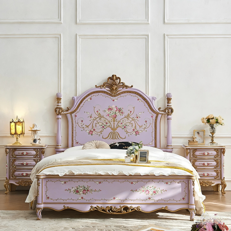 French Luxury Bed Frames Queen Sized Girls Headboard Aesthetic Bed Bedroom 180x200cm Muebles Para El Hogar Home Furniture