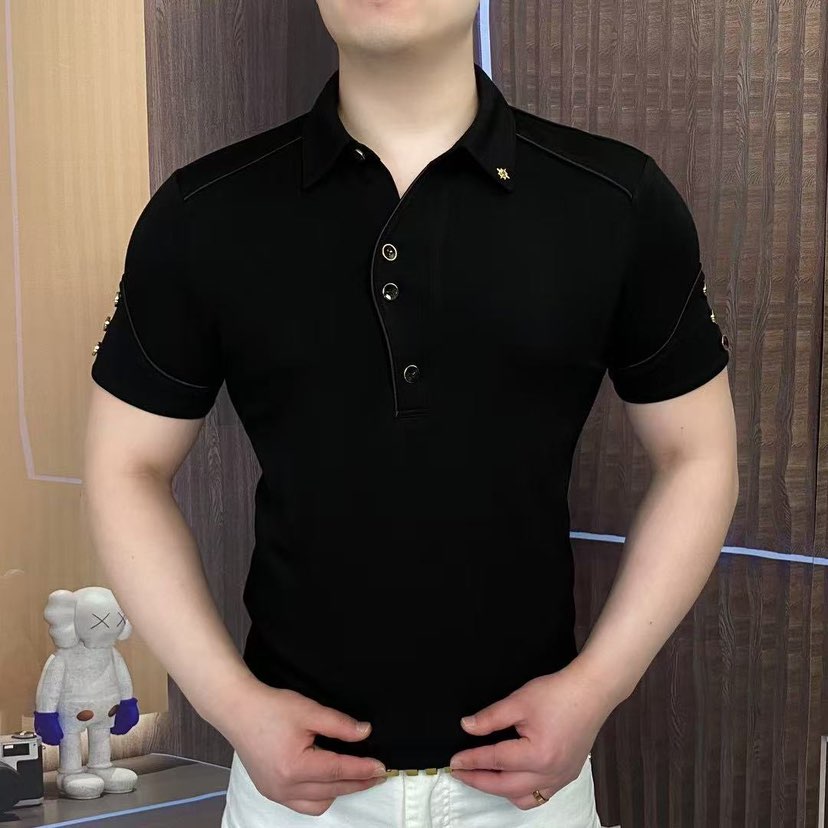 Merk Luxe Korte Mouwen T-shirt voor Mannen Slim Fit Revers Casual T-shirts Comfortabel Ademend Revers Business Polo Shirts 5xl