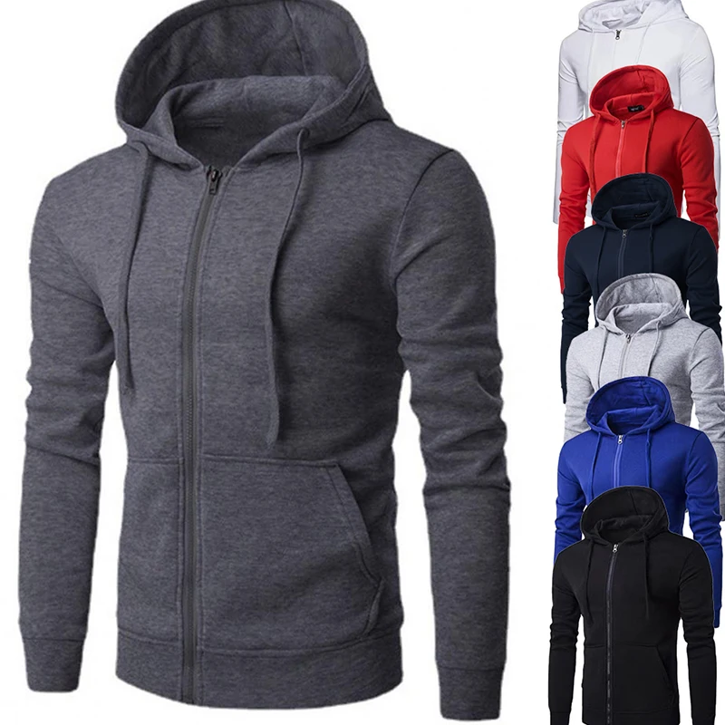 Sudadera con capucha informal holgada con cremallera de lana a la moda para hombre para primavera y otoño