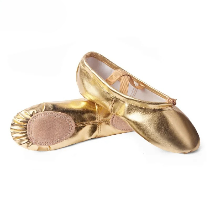 Zapatos de Baile para Niños, Suela Blanda de Cuero PU, Zapatos de Lona con Diseño de Garra de Gato, Zapatos de Yoga para Mujer, Zapatos de Baile de Oro y Plata, Zapatos de Ballet al por Mayor