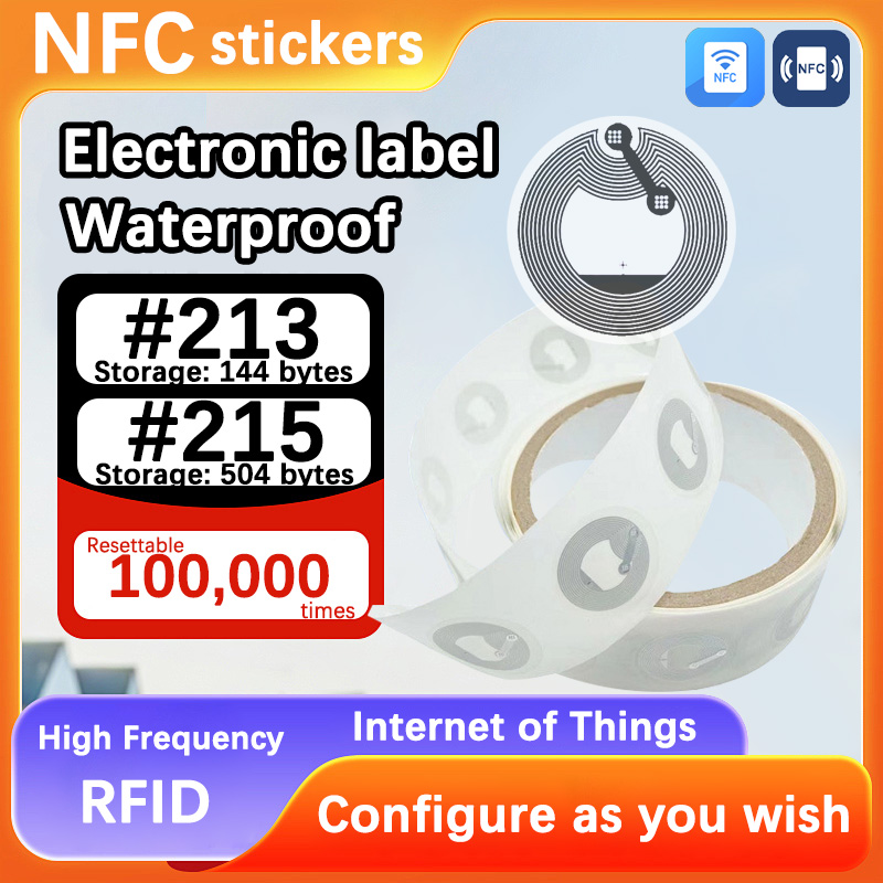 Etiqueta adesiva RFID, etiqueta NFC, telefone celular disponível, ISO14443A, 13,56 MHz, Ntag215, 213, Huawei Sharing nfc