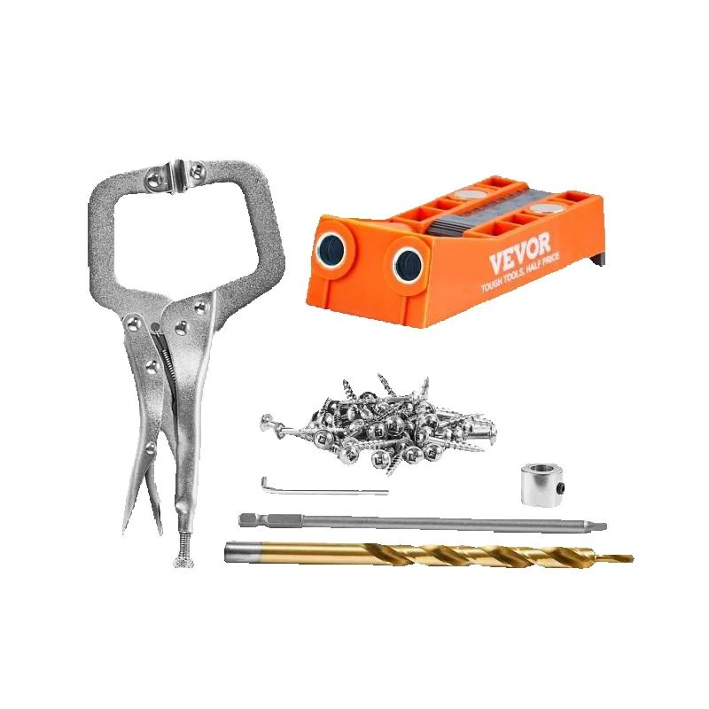 SucceBuy 56 Buah Sistem Lubang Saku Jig Mini Jig dengan 9 "C-clamp Kunci Pas Bor Langkah Cincin Berhenti Bor Bit Drive Persegi