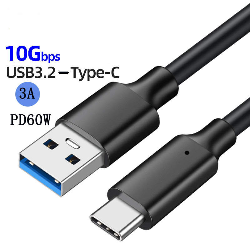 Cable USB 3,2 a tipo C transmisión de datos de alta velocidad para Xiaomi Redmi Samsung Cable USBC Cable cargador de teléfono móvil de carga rápida