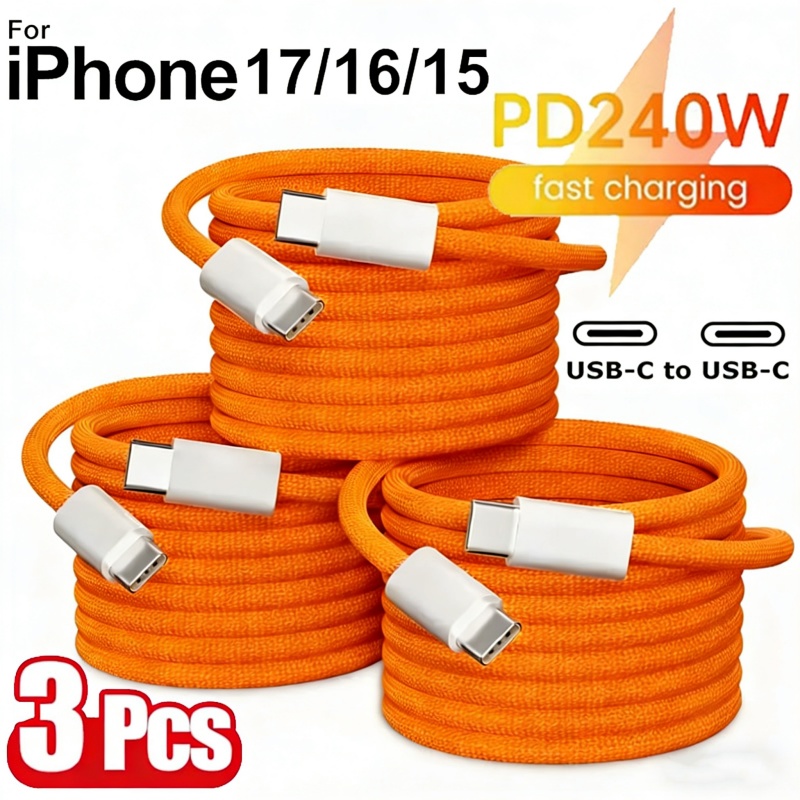 Câble de charge rapide PD 240W USB Type C vers Type C 6A pour iPhone 16 15 Samsung Huawei