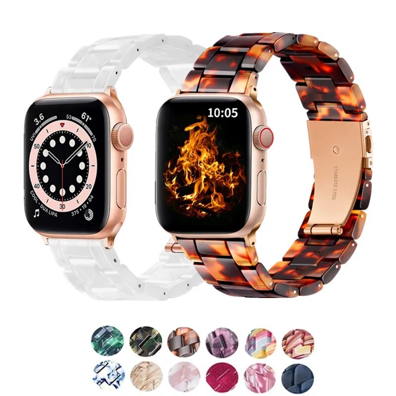 Correa de resina para Apple Watch, 44mm, 40mm, 45mm, 49mm, 38mm, 42mm, 41mm, pulsera de moda para IWatch Series 8, 7, 6, 5, 4, 3, 2, 1 Ultra
