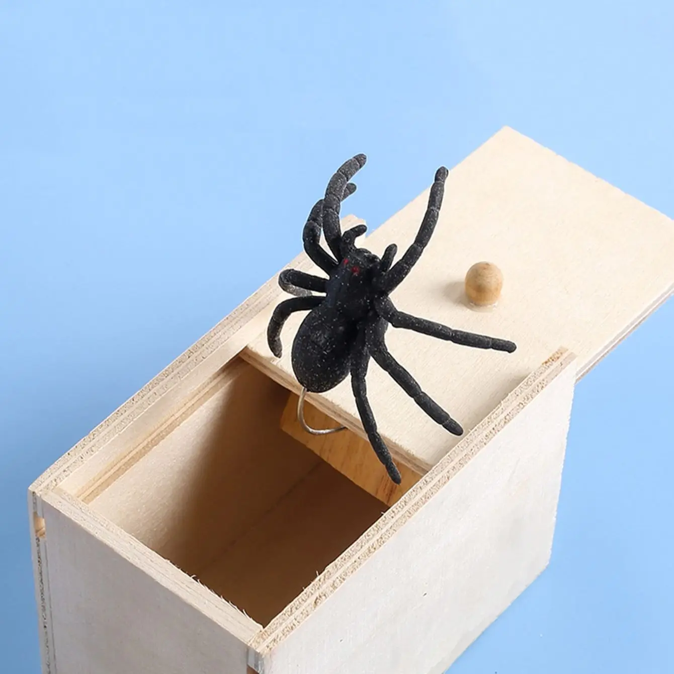 1pc assustar aranhas de caixa de madeira, brincadeiras do dia dos tolos de abril, brinquedos de truque