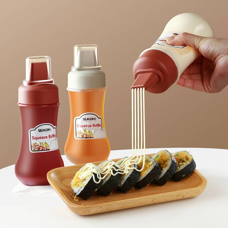 Botella de salsa exprimible a prueba de fugas, contenedor de condimentos recargable para ensalada, ketchup, mermelada de miel, botella de salsa exprimible para cocina, 1/2/3 Uds.