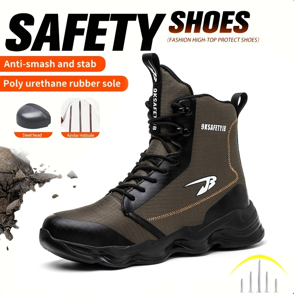 Chaussures de sécurité respirantes à la mode, anti-écrasement et anti-crevaison