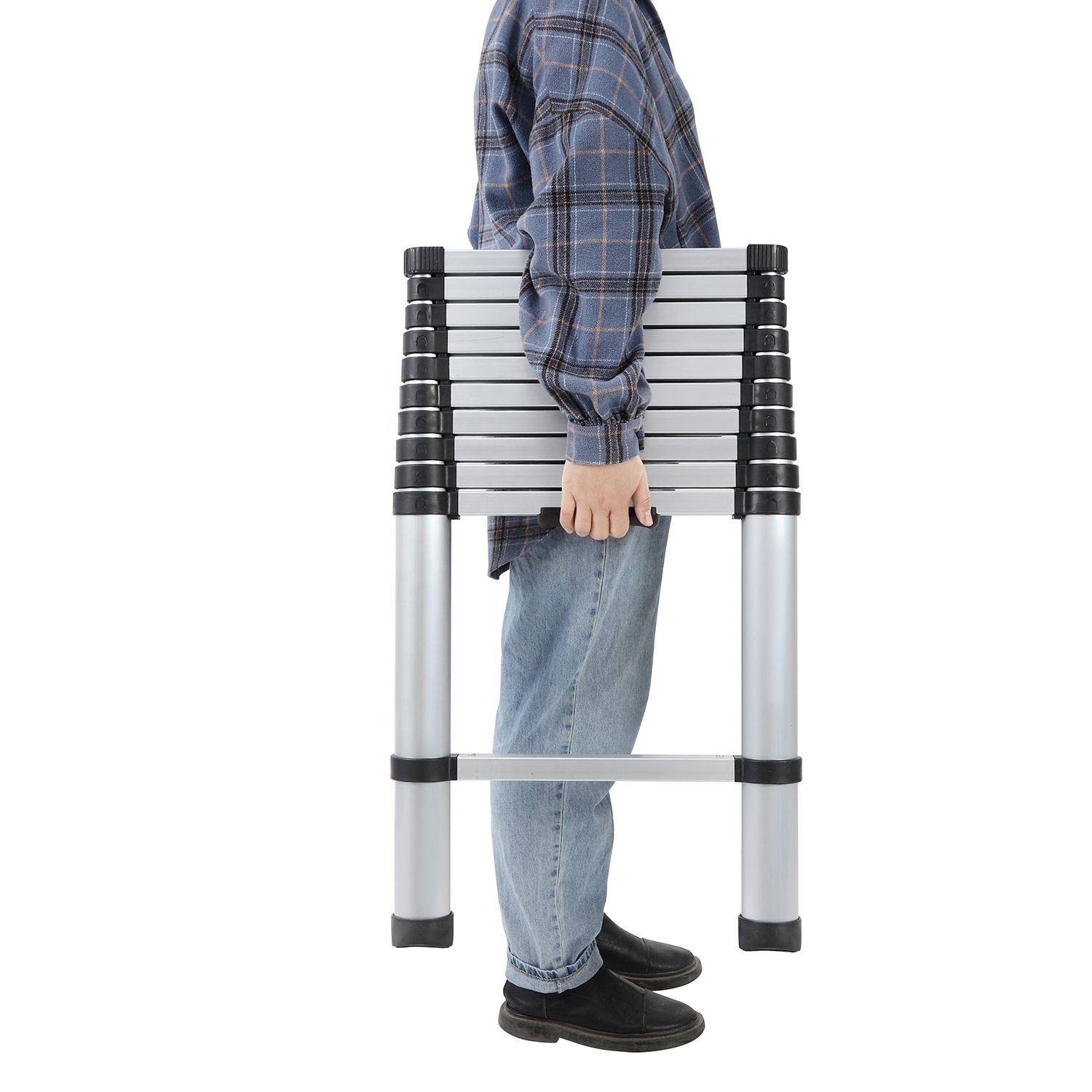 Escalera Telescópica Plegable de Aluminio Ligera y Portátil de 6.1M para Subir Escaleras