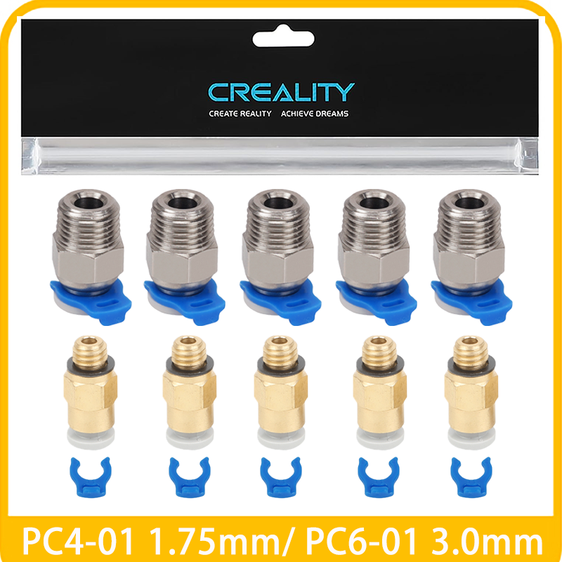 5/10 Pcs Creality Pneumatic Connectors PC4-01 1.75mm PC6-01 3.0mm PTFE Tube Coupler J-head Fittings For V5 V6 Hotend 3D Printer