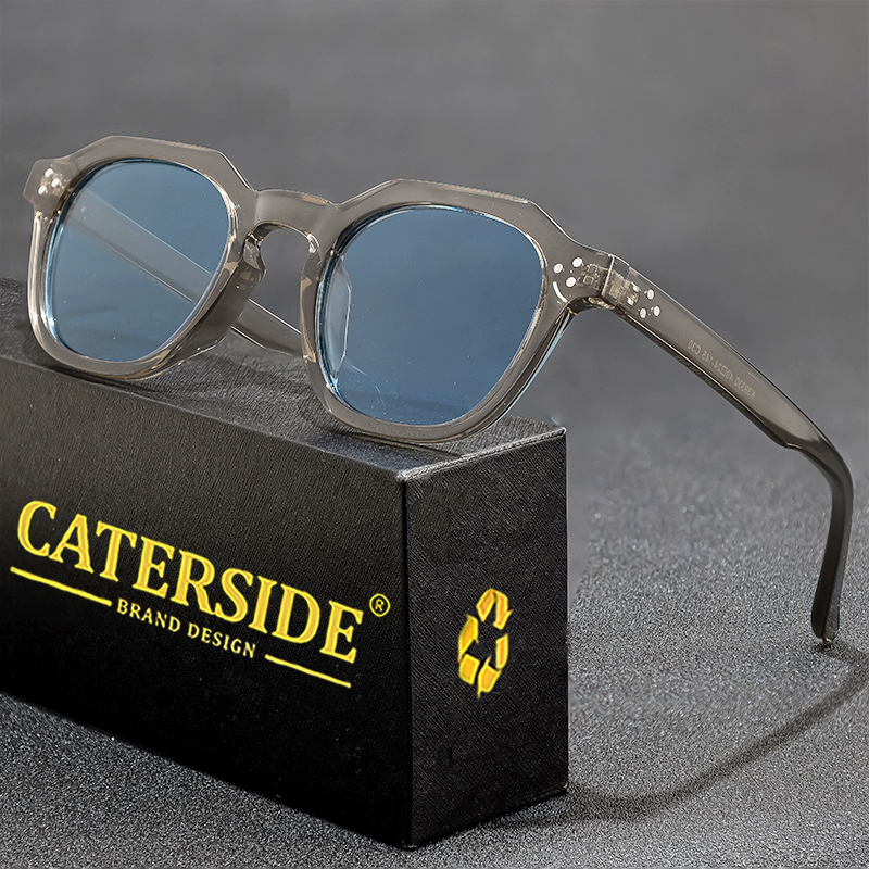 CATERSIDE gafas de sol polarizadas Retro para hombre, gafas de sol poligonales ultraligeras TR90 con montura UV400, gafas de viaje de alta calidad para exteriores