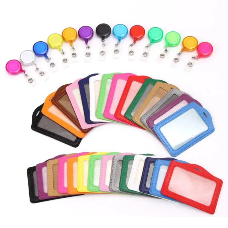 Bank Credit Card Holder Bus ID Card Holder Identity Badge Holder Bus Card case cards sleeves with Retractable Reel Office Supply