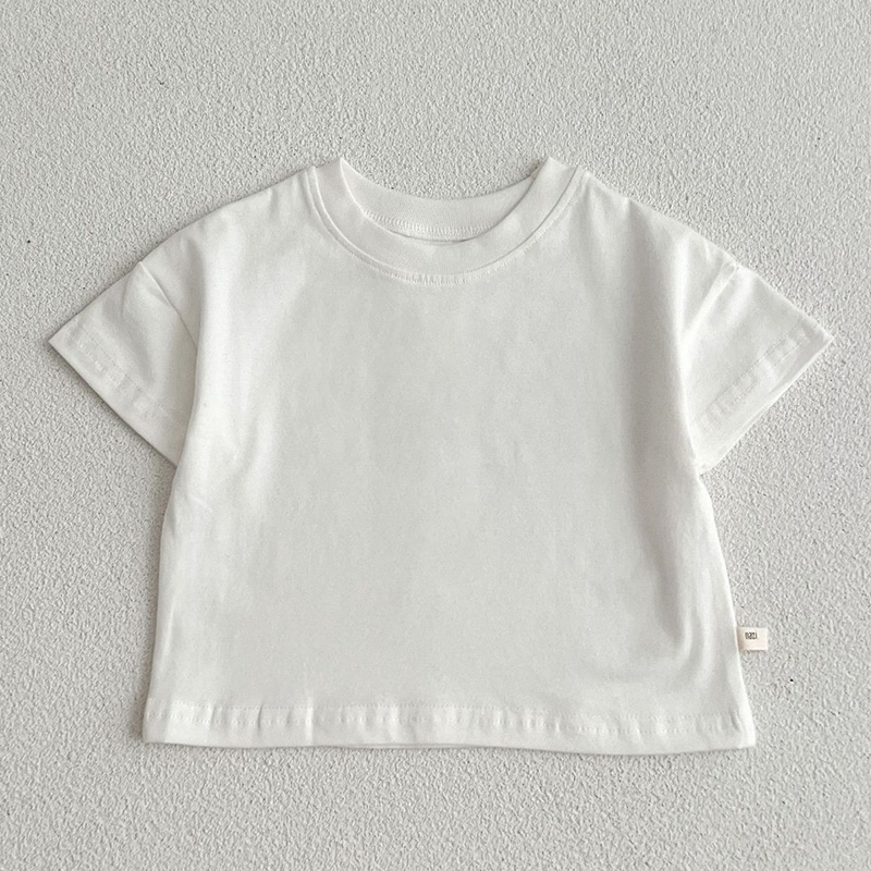 Summer Baby Boys Girls T-shirt Toddler Solid Color Top Clothes Korean Style Infant Baby Boys Girls Short Sleeves T-shirt Clothes