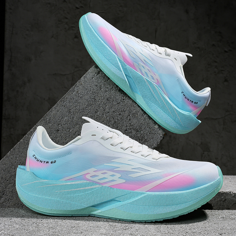 Scarpe da Corsa Uomo con Piastra in Carbonio, Traspiranti in Mesh, Ammortizzate, Antiscivolo, per Maratona, Gara Studentesca, Competizione Atletica, Sneaker Sportive