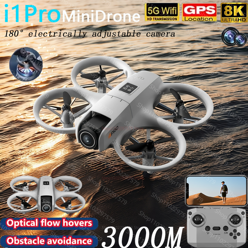 I1pro novo mini drone profissional 8k câmera hd wifi sem escova fpv com tela de fluxo controle remoto evitar aéreo uav brinquedos presente