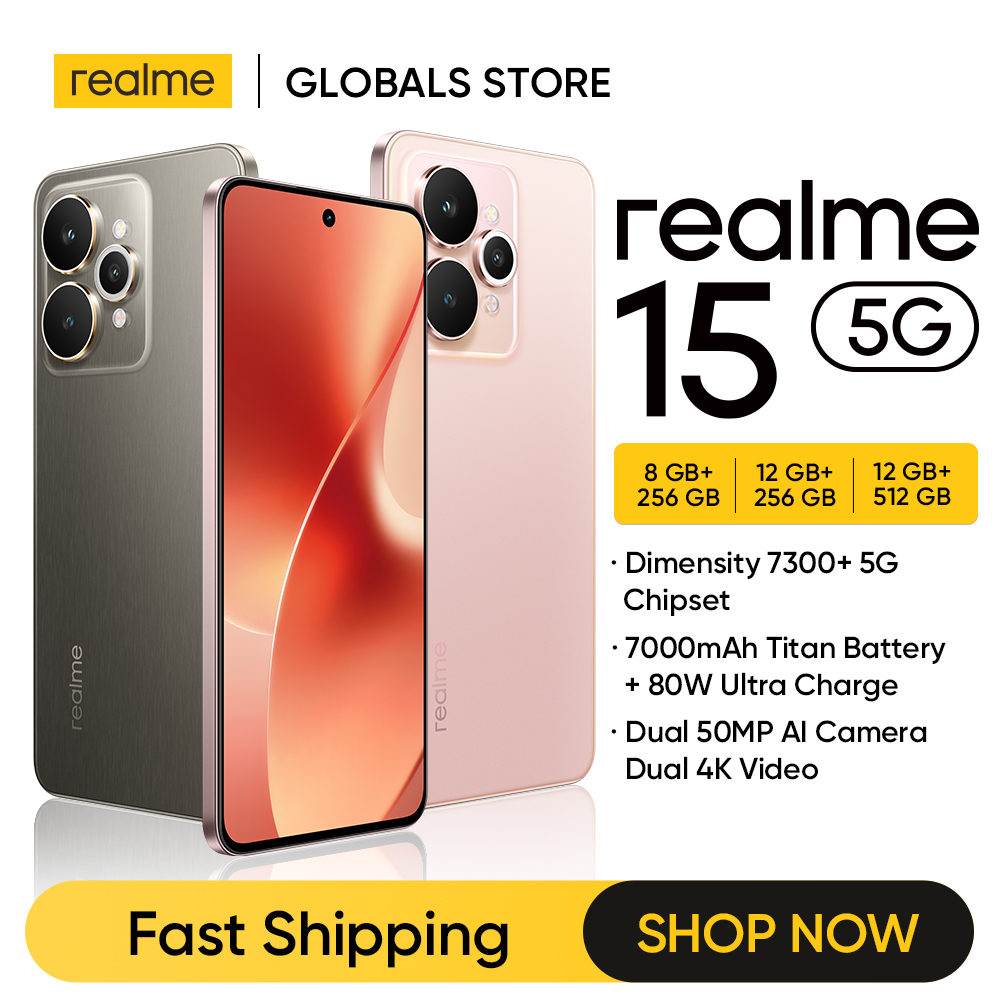 Смартфон realme 15 5G с чипсетом Dimensity 7300+ 5G, двойной 50-мегапиксельной AI-камерой, 6,77-дюймовым AMOLED-дисплеем с частотой 144 Гц и NFC
