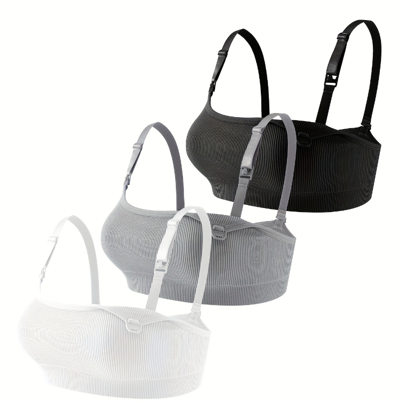 3 PCS Set Breathable Front Open Nursing Bra Maternity Underwear Pregnancy Bra Full Cup Wireless Comfortable Breastfeeding Bra