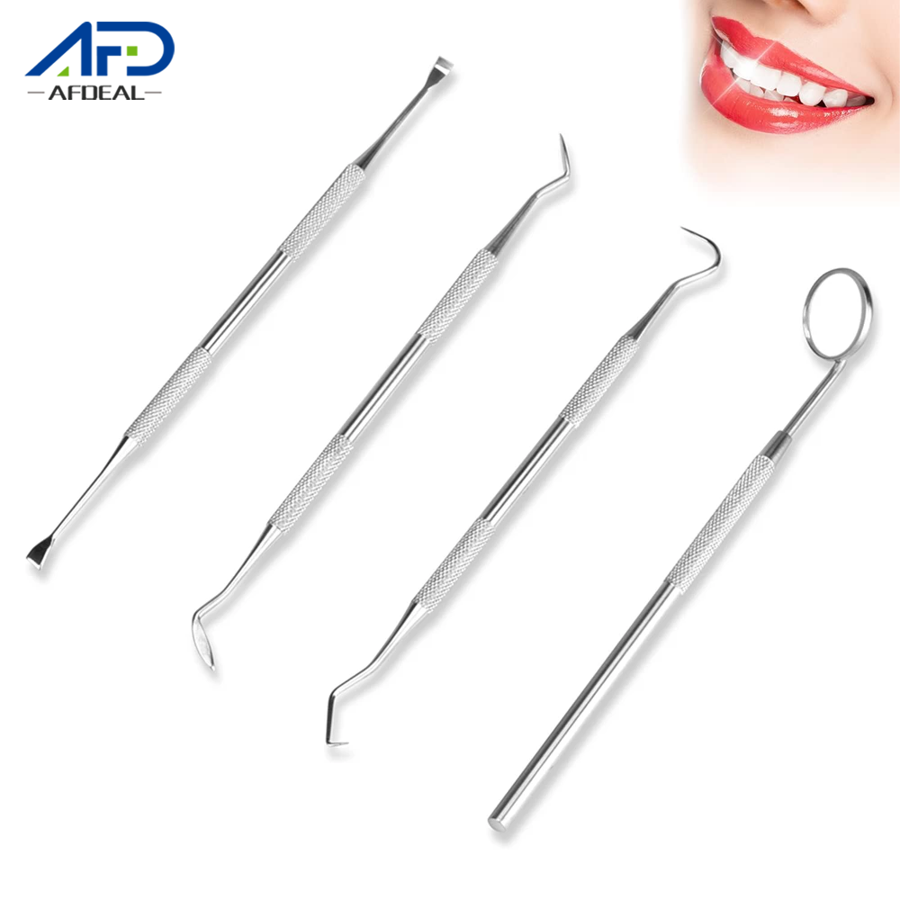 4 unids/set raspador de sarro escalador removedor de placa herramienta de limpieza de dientes Kit de higiene Dental para dentista eliminador de cálculo Dental cuidado bucal