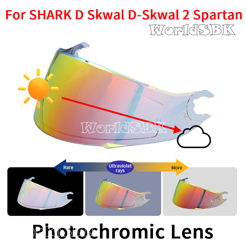 Lente de viseira de escudo fotocromático d skwal d-skwal 2 viseira de capacete espartano capacete de rosto inteiro, viseiras azuis vermelhas máscara para tubarão