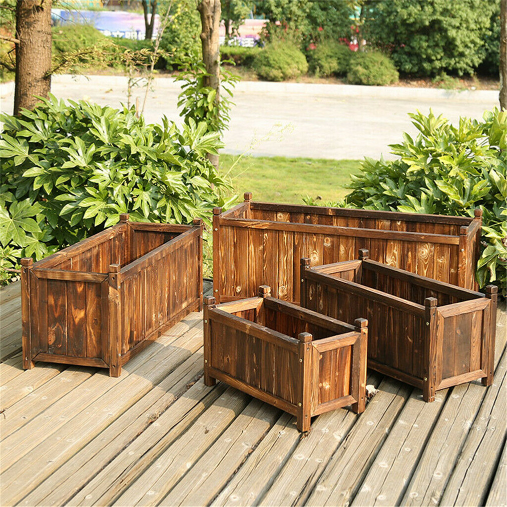 Cama de flores elevada de madeira para ambientes internos e externos, vaso de plantador de ervas e vegetais, cama de jardim, exibição de flores