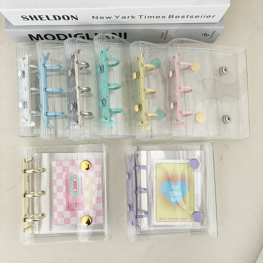 Обложка для папок макарон Sharkbang Mini с 3 отверстиями, двойная пряжка, книга для сбора «сделай сам», 20 рукавов для 3-дюймовых открыток, карты Idol Kpop