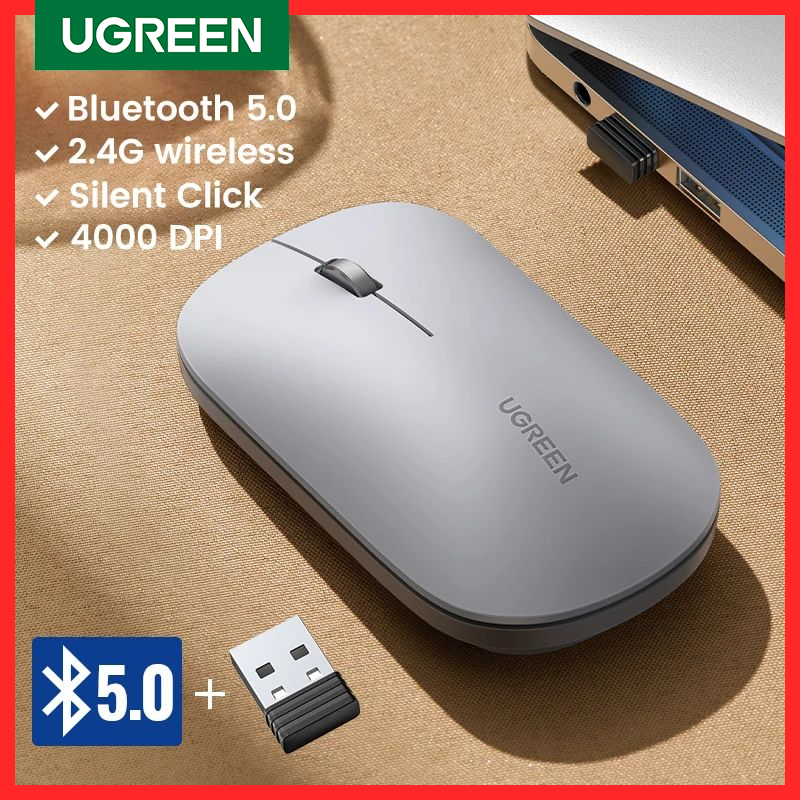 UGREEN Maus Drahtlose Bluetooth 2,4G Stille Mäuse 4000 DPI Links Rechts Hand Für MacBook Tablet Computer Laptop PC Wireless maus