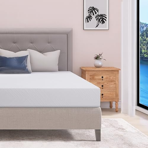 Matelas Queen Size Hcore 8/10 pouces, housse de matelas Tencel, dessus de thé vert/Gel en boîte, matelas frais moyennement ferme