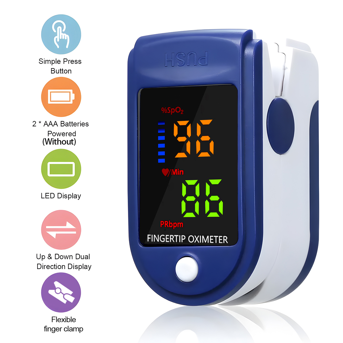 คลิปนิ้วมือ Oximeter บ้าน TFT Oximeter เครื่องวัดออกซิเจนในเลือดแบบพกพา Visual ปลายนิ้ว Pulse Oximeter ความอิ่มตัวของสี SpO2 Monitor