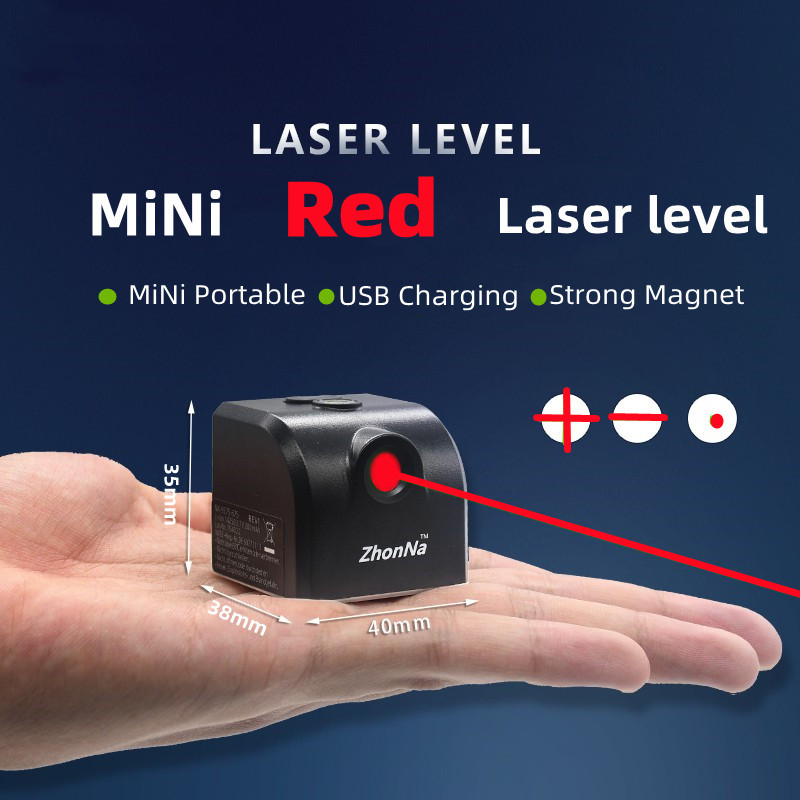 Mini-Laser-Wasserwaage, horizontale und vertikale Kreuzlinien, superstarke grüne/rote Laserstrahllinie für drinnen und draußen, tragbar, zum Selbermachen