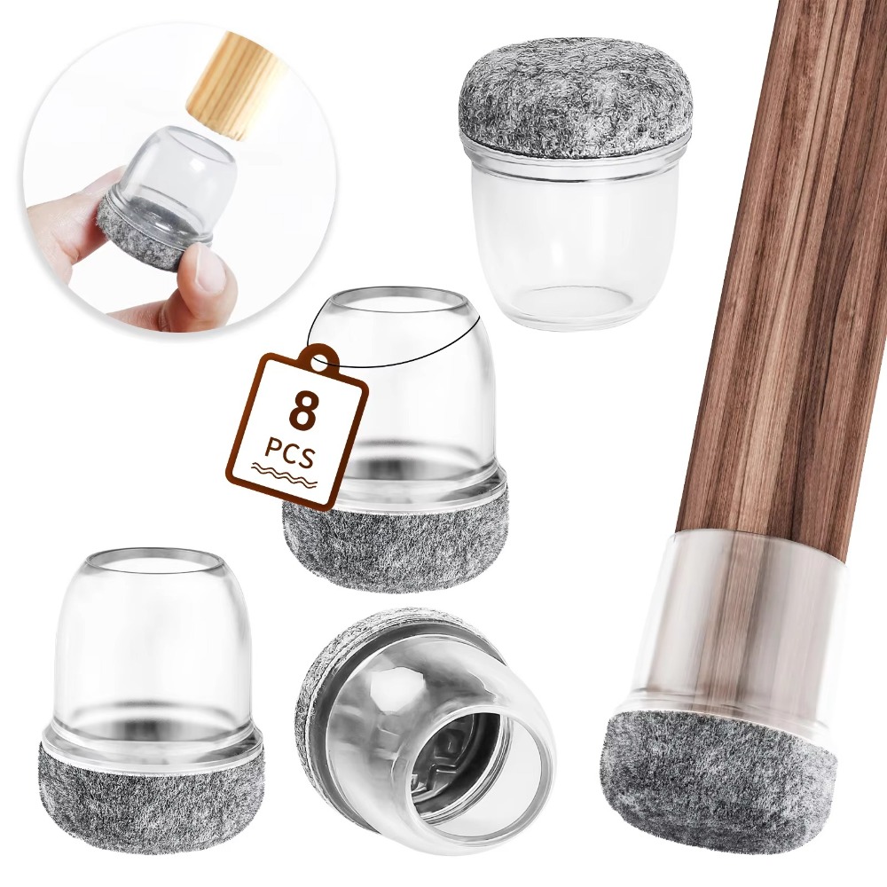 8 Uds. Fundas protectoras de silicona para patas de silla, parte inferior de fieltro grueso, muebles, suelo, pies, taza, antideslizante, Reduce el ruido, gorros para patas de silla para el hogar
