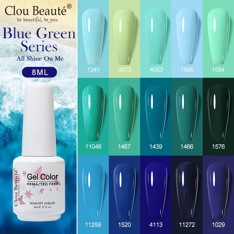 Clou Beaute 8ml Gel Polish Colorful Glitter UV Nail Gel Vernis Semi Permanent Glass Bottle Blue Green White Soak Off Gel Nail