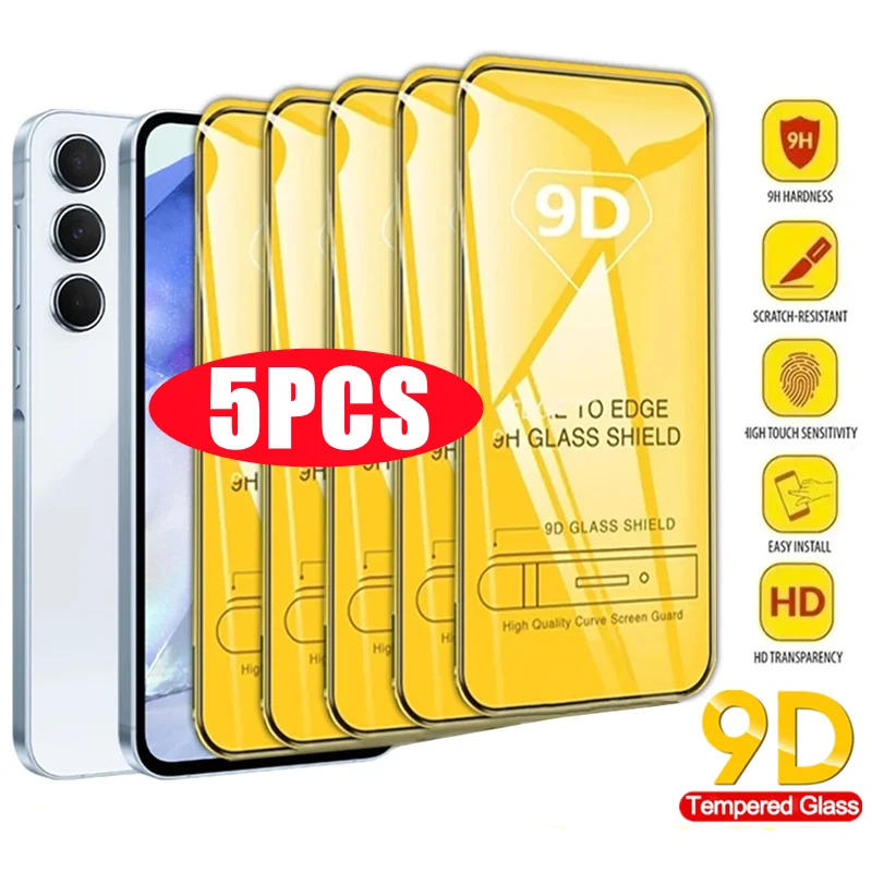 5PCS 9D Screen Protector for Samsung A56 A55 A54 5G A53 A52 A36 A35 A34 A33 A32 A25 A26 A22 A17 A16 A15 A14 A13 A07 A05 A06 Glas