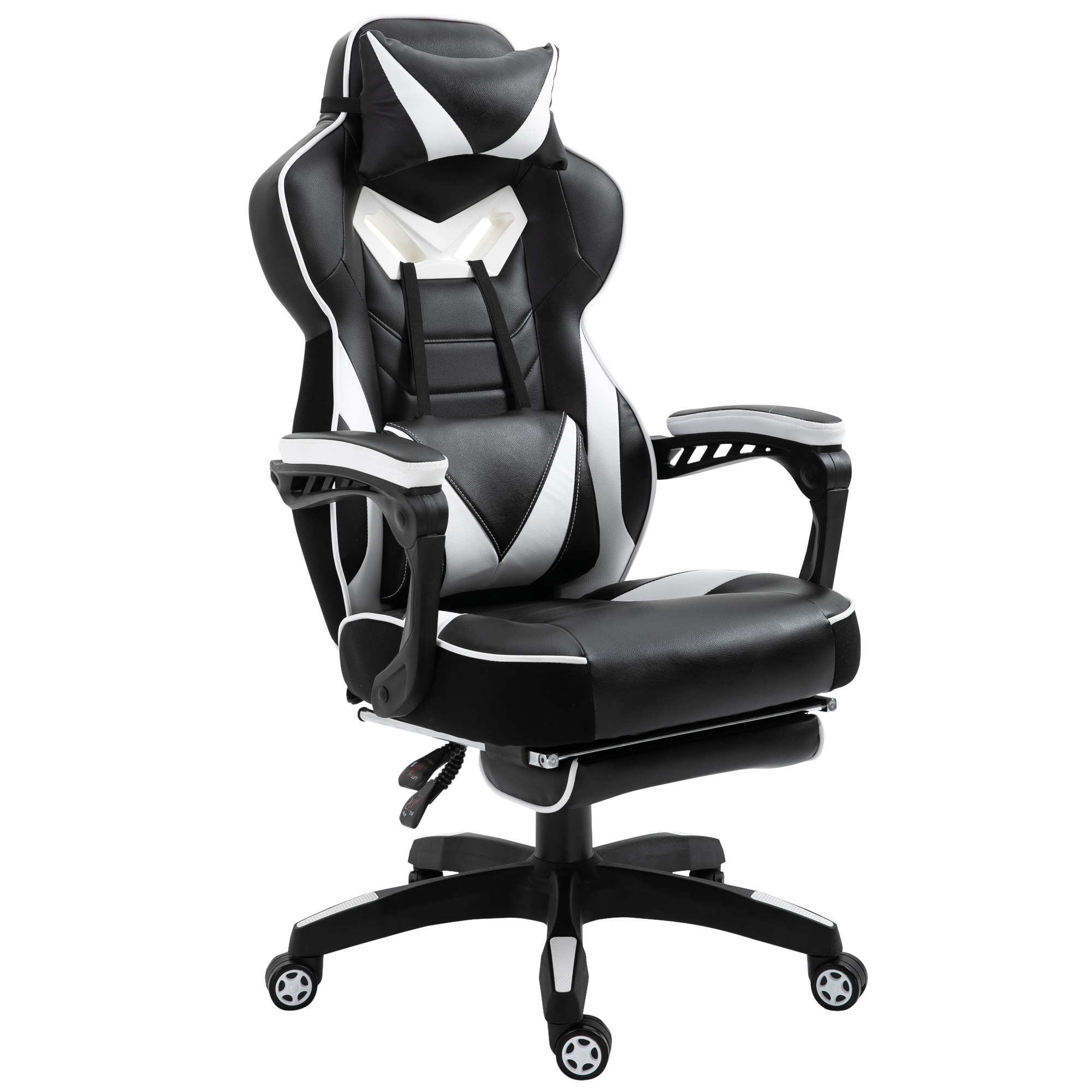 Vinsetto ergonomischer Renn stuhl Rückenlehne 65x70x118,5-126,5cm weiß