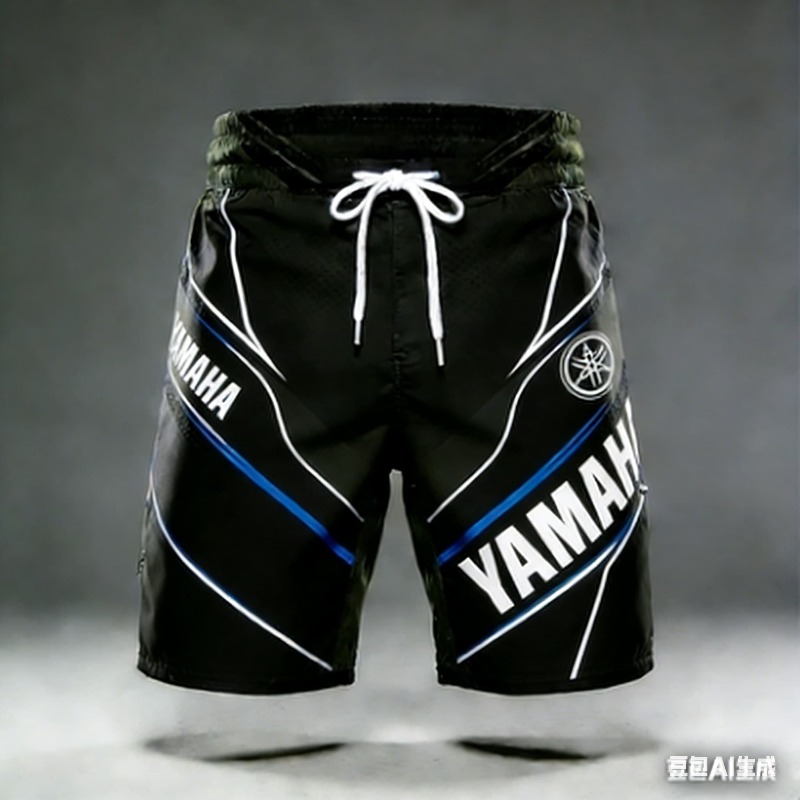 2026 Sommer Trendige Yamaha Schwarz-Weiße Taschen-Shorts für Herren und Damen Modische Lässige Motorrad- und Radsport-Shorts