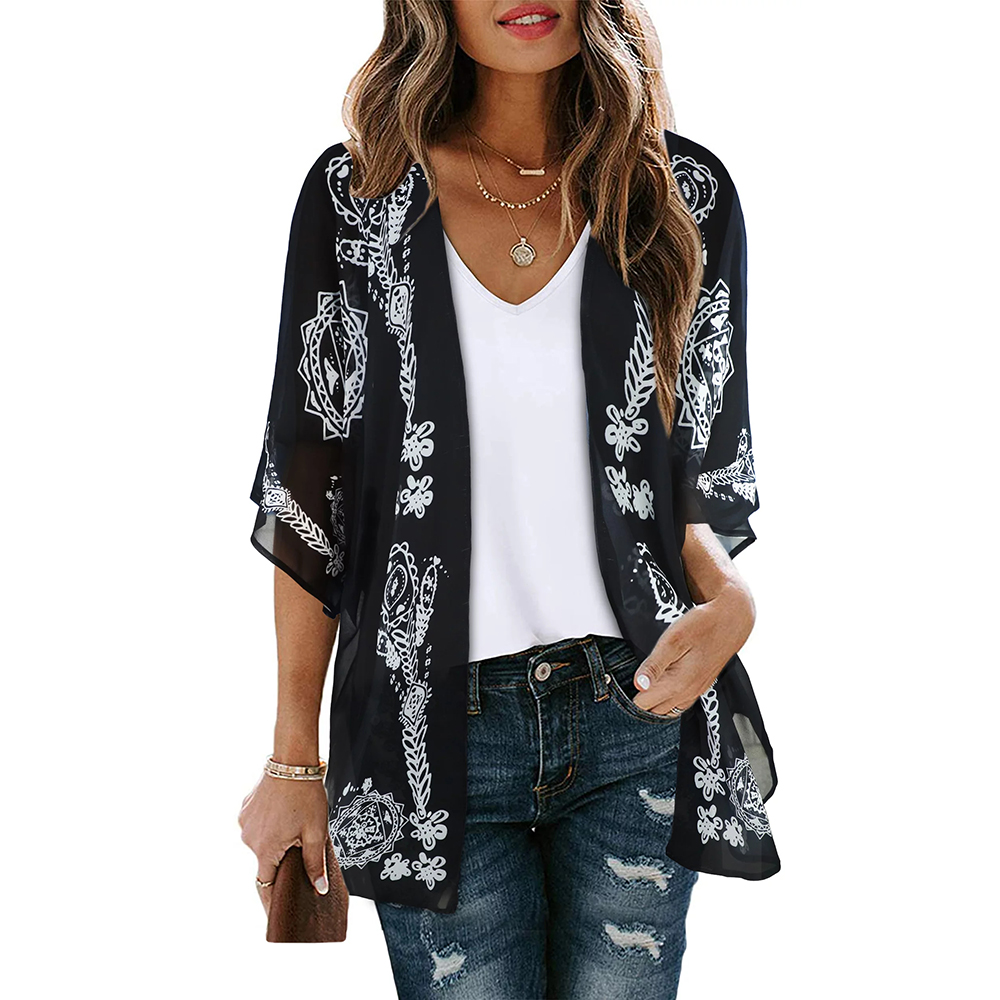 Nouveau femmes été hauts Kimono Cardigan Floral plage couvrir vestes décontractée chemises maillots de bain 2023 femmes tenues de plage pour les femmes