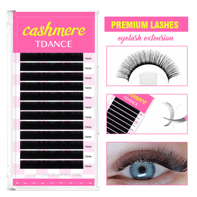 Extensiones de pestañas de cachemira TDANCE, extensiones de pestañas clásicas negras súper mate, pestañas de volumen Individual para pestañas profesionales de visón