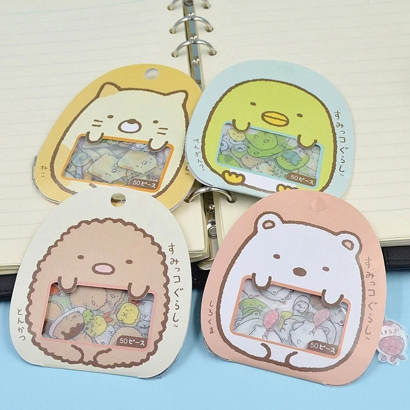 50 X lindo japonés Sumikko Gurashi pegatina escamas bolsa saco Anlimals Scrapbooking