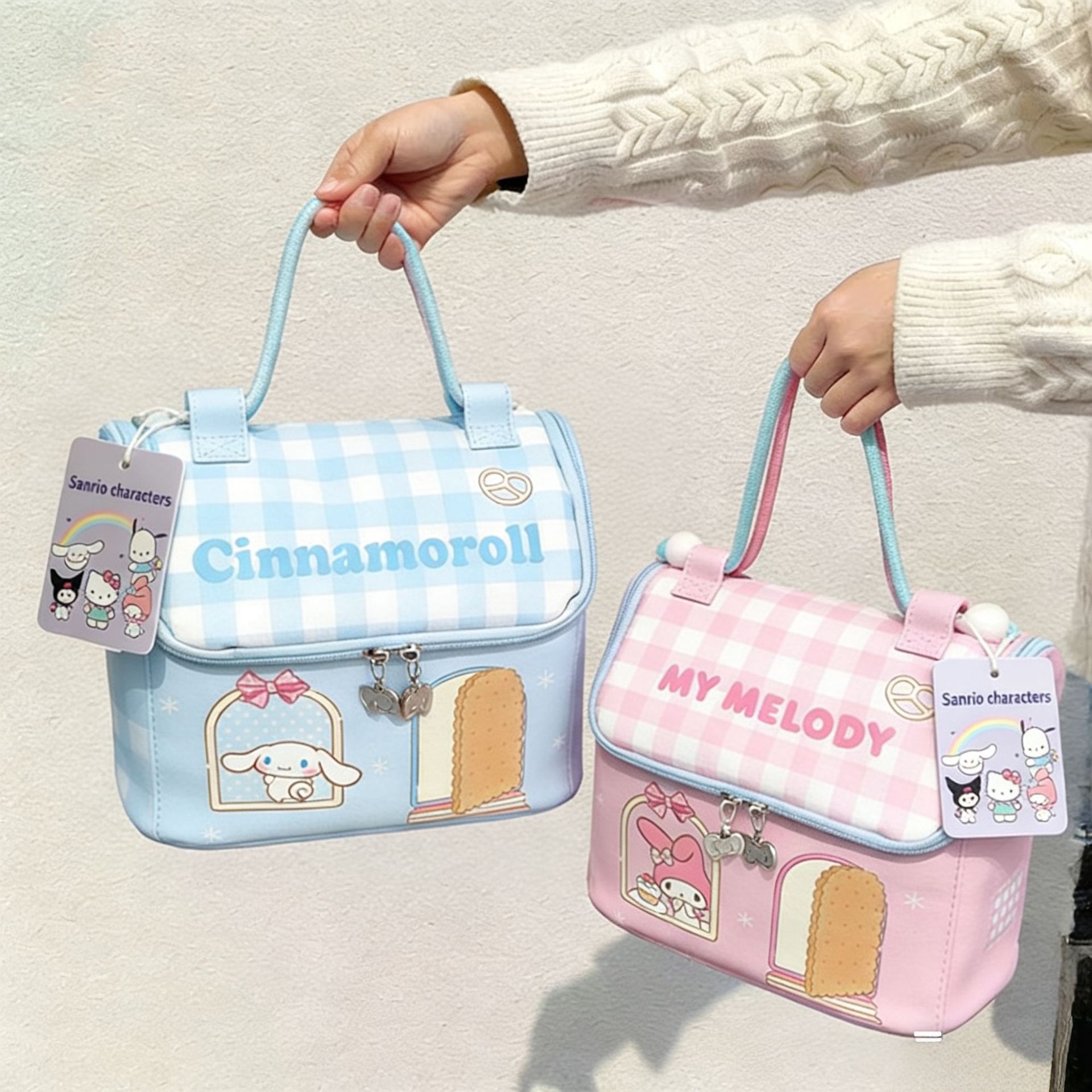 Bolsa Térmica para Almoço com Personagens Sanrio, Impermeável, Reforçada, Bolsa de Armazenamento para Escola, Trabalho e Piquenique
